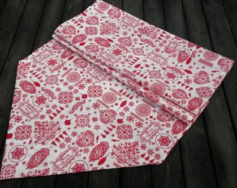 Sale, Christmas runner, Holiday table runner, Red table runner, white and red table runner, Christmas table cloth, holiday table cloth