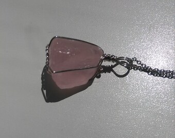 Rose quartz chunk pendant