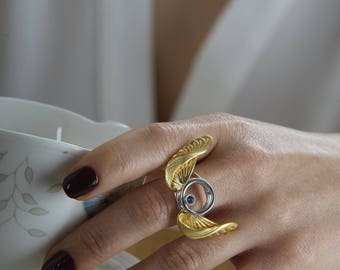 24KGold Plated, 925 Silver Angel Wings Ring