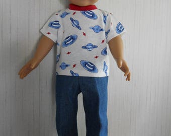 18" Boy Doll Clothes Jeans with Planets T-Shirt fits American Girls Type 18" Dolls