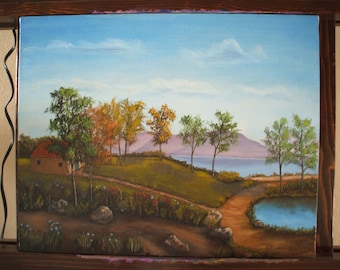 Original oil painting of a landscape