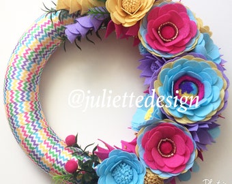 Felt Wreath, Spring Wreath, Easter Wreath, Easter Decor, Felt Flowers Wreath, Flower Wreath, Colorfull Wreath, House Decoration