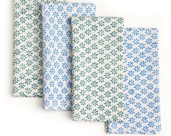 Cheerful Aqua Block Print Napkins