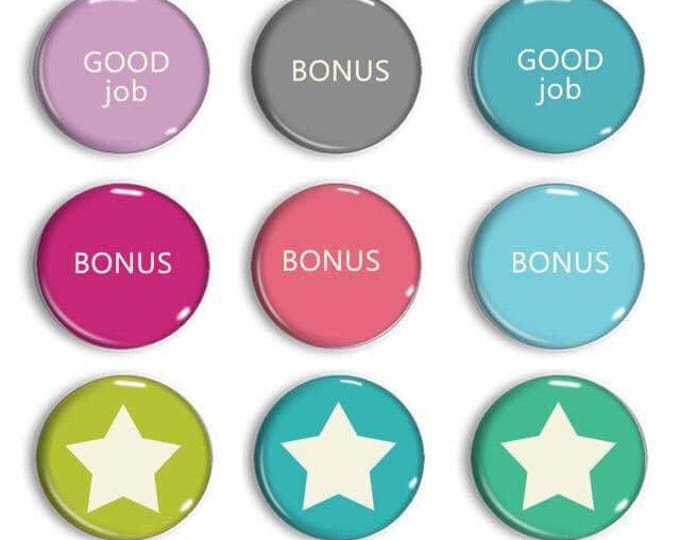 Chore Chart Star Magnet - Pink - Blue - Green - Teal - Bonus Magnets