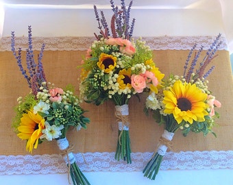 Wildflower Bridal Bouquet, wildflower wedding, sunflower bouquet, lavender bouquet