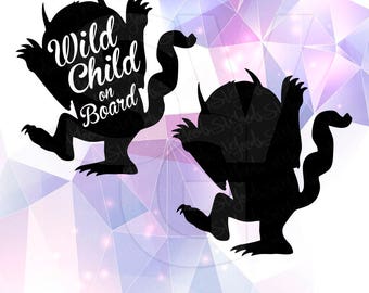SVG DXF Where the Wild Things are Monster Party Supply Vector Cut File Cricut Design Silhouette Cameo Decoration Stencil Vinyl Tshirt Decal