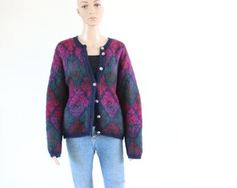 Vintage Pink and Green Cardigan