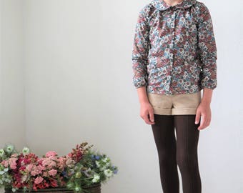 Girls blouse Peter Pan collar top Toddler girls long sleeve blouse Liberty of London blouse Button down blouse Girls clothing Back to school