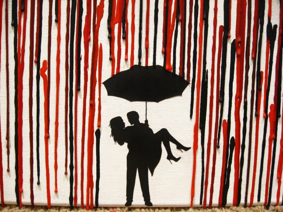 Canvas Painting Crayon Melted Art Unique Wedding Gift Silhouette Gifts Personalized Couple Rain 16x20 Canvas Painting Crayon Melted Art Unique Wedding Gift Silhouette Gifts Personalized Couple Rain 16x20