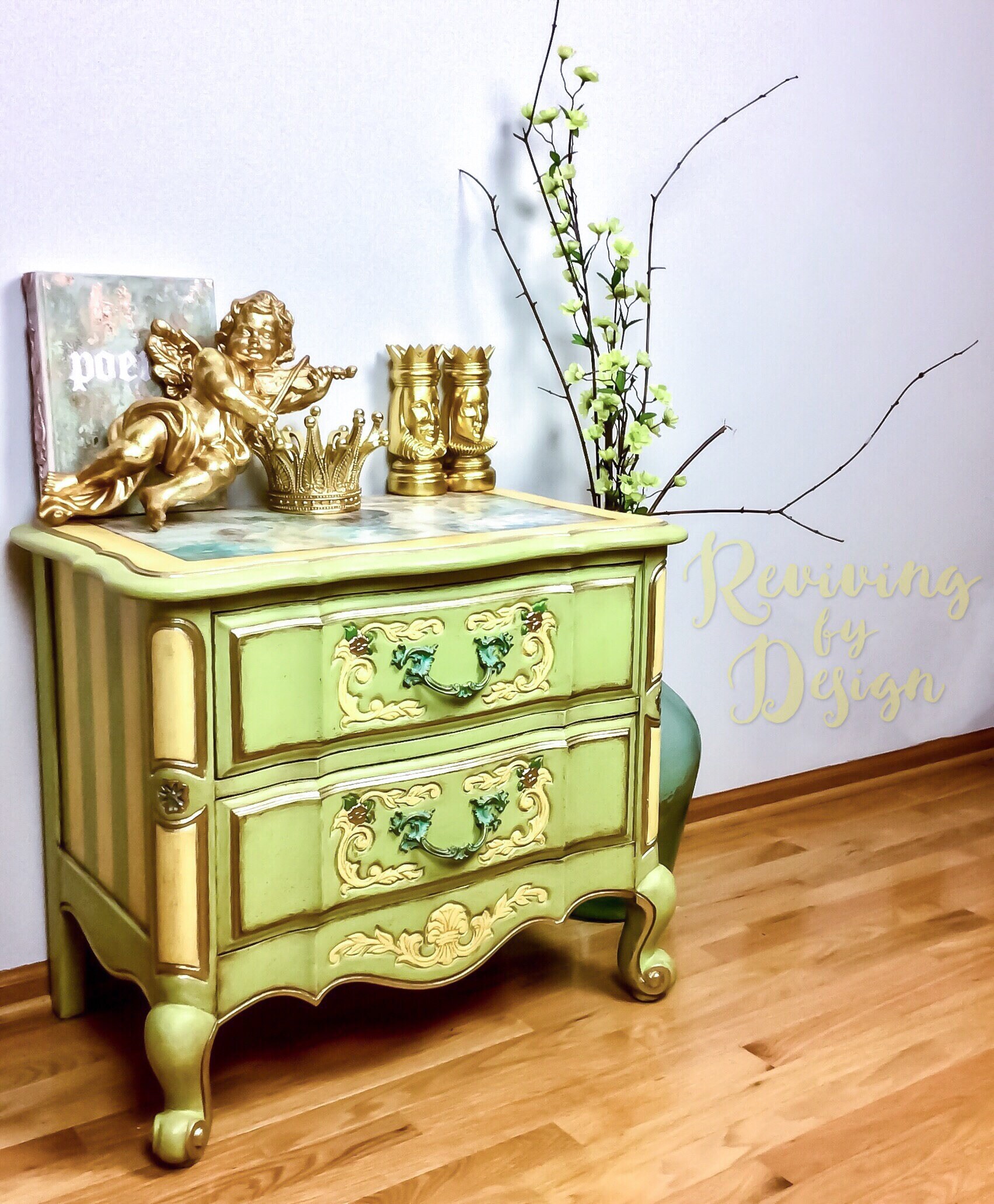 Elegant High End Vintage French Provincial Nightstand