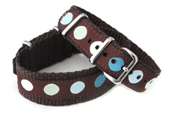SALE! Timex Weekender Replacement 16 mm or 20mm Watch Band, Teal and Brown Polka Dot Strap, SALE!