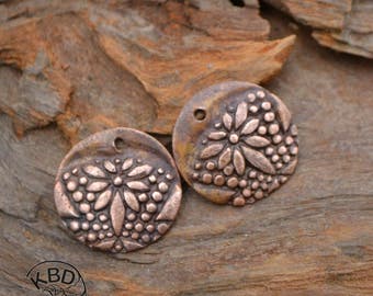 Copper Flower Round Component (1 pair)