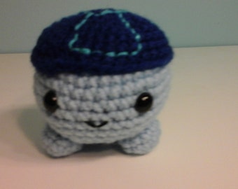 Crochet roly poly turtle lt blue/dk blue
