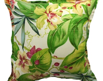 Outdoor / Indoor Tropical Orchid Cushion Cover