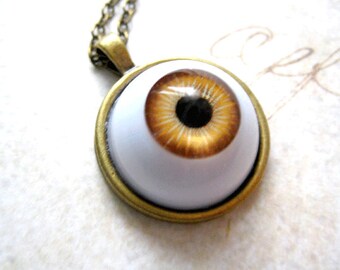 Brown Eyeball Necklace,Creepy Jewelry, Chunky Jewelry, Scary Jewelry, Halloween Gift,Trick or Treat, Fall Necklace, Autumn Necklace