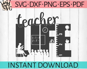 Teacher Life SVG, Teacher SVG, School SVG, Teacher Life Apple, Teacher Cut Files, Teacher Gift, T-Shirt Svg File, Back To School Svg