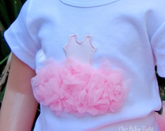 Fluffy Ballerina Girl Tank, Tee or Long Sleeve Petti Top by Chic Baby Rose