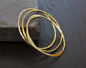 Gold Bangles, Hammered Gold, Gold Bracelets, Stacking Bangle Bracelets, Minimal Bracelet, Boho Bangles, Gold Vermeil
