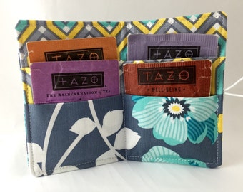 Tea Wallet - Blue Tea Bag Wallet Tea Bag Case Tea Bag Holder Tea Holder Tea Bag Cozy Tea Bag Organizer Joel Dewberry Atrium Monarch in Mint
