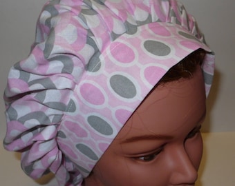 Bouffant Surgical Scrub Hat Pink and Gray