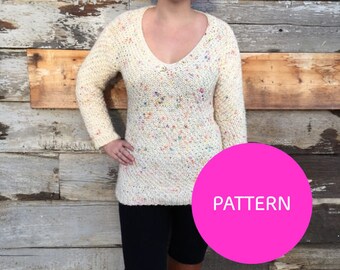 Knit pattern Only*** Kettlecorn sweater, v-neck knit sweater, form fitting sweater pattern, knit sweater pattern, moss stitch sweater