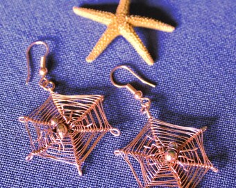Copper Spider, Web and Spider Earrings, Copper Earrings, Arachnid Earrings, Spider, Arachnid, Copper, Earrings, Spider Web, Spider