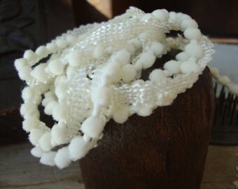 2 Yards - Petite Ivory Pom Pom Ribbon