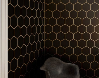 Hexagon Tile Allover Geometric Wall Stencil