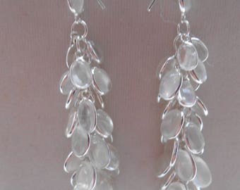 Sterling Silver Hall Mark Sri Lankan Moonstone Bunch Long Earrings (E23/7)(NEW)
