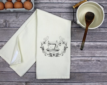Kitchen Dish Towel - Tea Towel - Hand Towel - Dish Towel - Kitchen Towel - Vintage Sewing Machine