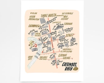 Columbus, Ohio Map - Art Print - 8 x 10
