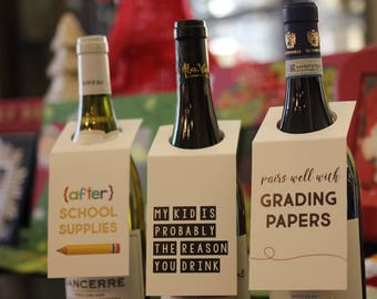 We Got Spirit{s} - Wine Bottle Gift Tag - Liquor Bottle Gift Tag - Bottle Necker Hang Tag - Christmas gift tag - Teacher gift tag