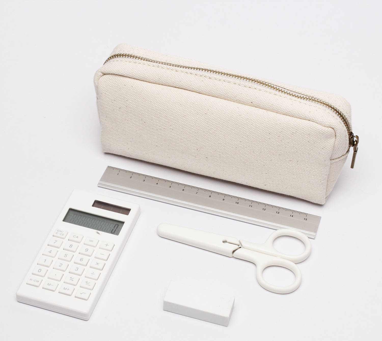 Plain Cotton Canvas Pencil Case Simple Pen Pouch Pen Case