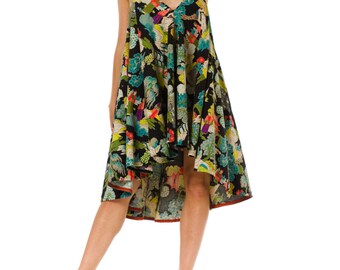 1940s Asian Print Babydoll Halter Dress Size: S/M