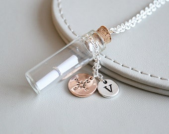 Empty Bottle Necklace, Vial Necklace,Empty cylindrical Necklace, Empty Bottle Jewelry, Glass Vial, DIY Vial, Fill Your Own Bottle Necklace