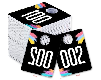 Plastic Live Sale Tags, Normal & Reverse Mirror Image Backwards Numbers, Facebook Sales Reversed Hanger Cards, Choose a 100 tag set, 001-500