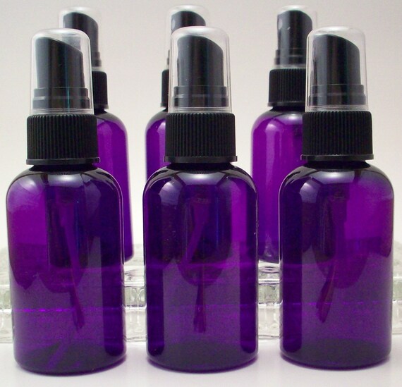 Purple Spray Bottles 6 Empty 2 Ounce PET Plastic Boston