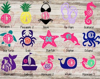 BEACH DECALS!! Monogram your phone, YETI, computer, cups, wine glasses, Tervis, Ipad, Iphone, baby bottle, water bottle, rain boots