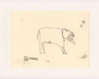 FIERCE DOG 6 - A Mono Print - Original Faye Moorhouse Illustration drawing art