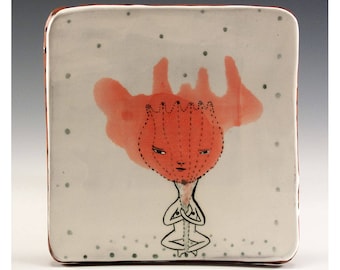 A Ceramic Square Plate by Jenny Mendes - Gardener