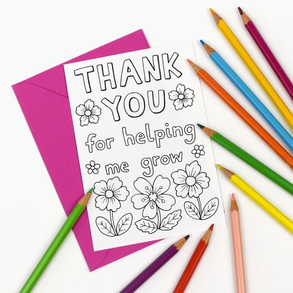 Printable Colour in 'Thank you for helping me grow'