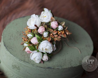 Floral Halo, White Rose, Headpiece, size Sitter & up