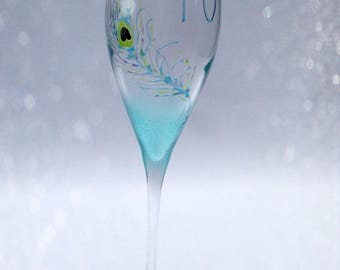 Hand Painted Champagne Flute 40th Birthday