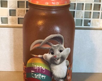 Hand Decorated Mason Canning Jar #0136