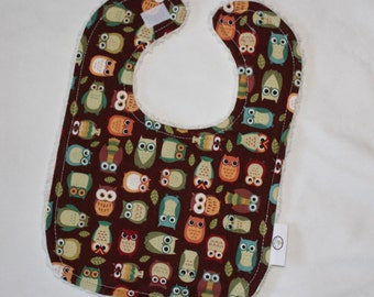 Brown Owls Fabric and Chenille Boutique Bib
