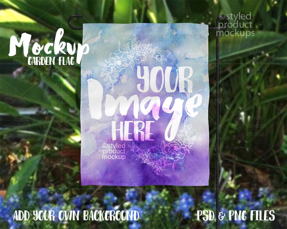 Download Hanging Garden Flag Mockup Template Add your own image and