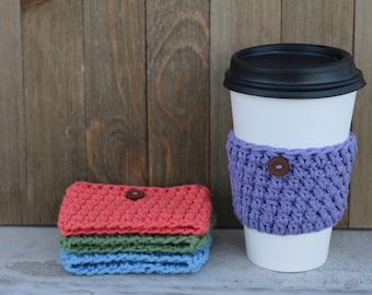 Crochet Coffee Cup Sleeve, Cup Warmer, Crochet Cup Wrap, Beverage Insulator, Crochet Purple Coffee Sleeve, Tea Cup Sleeve, Coffee Cup Cover