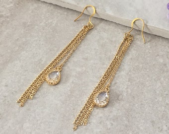 Gold chain earrings | Etsy