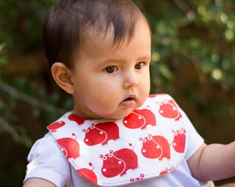 Bib with clip pacifier holder "Hippo"