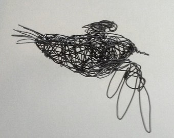 Flying Bird Sculpture - Wire Bird Art - One of a Kind - FLYING SONG